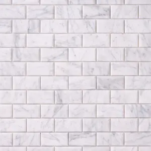 Carrara White Marble 2x4 Beveled Mosaic Polished/Honed Sample