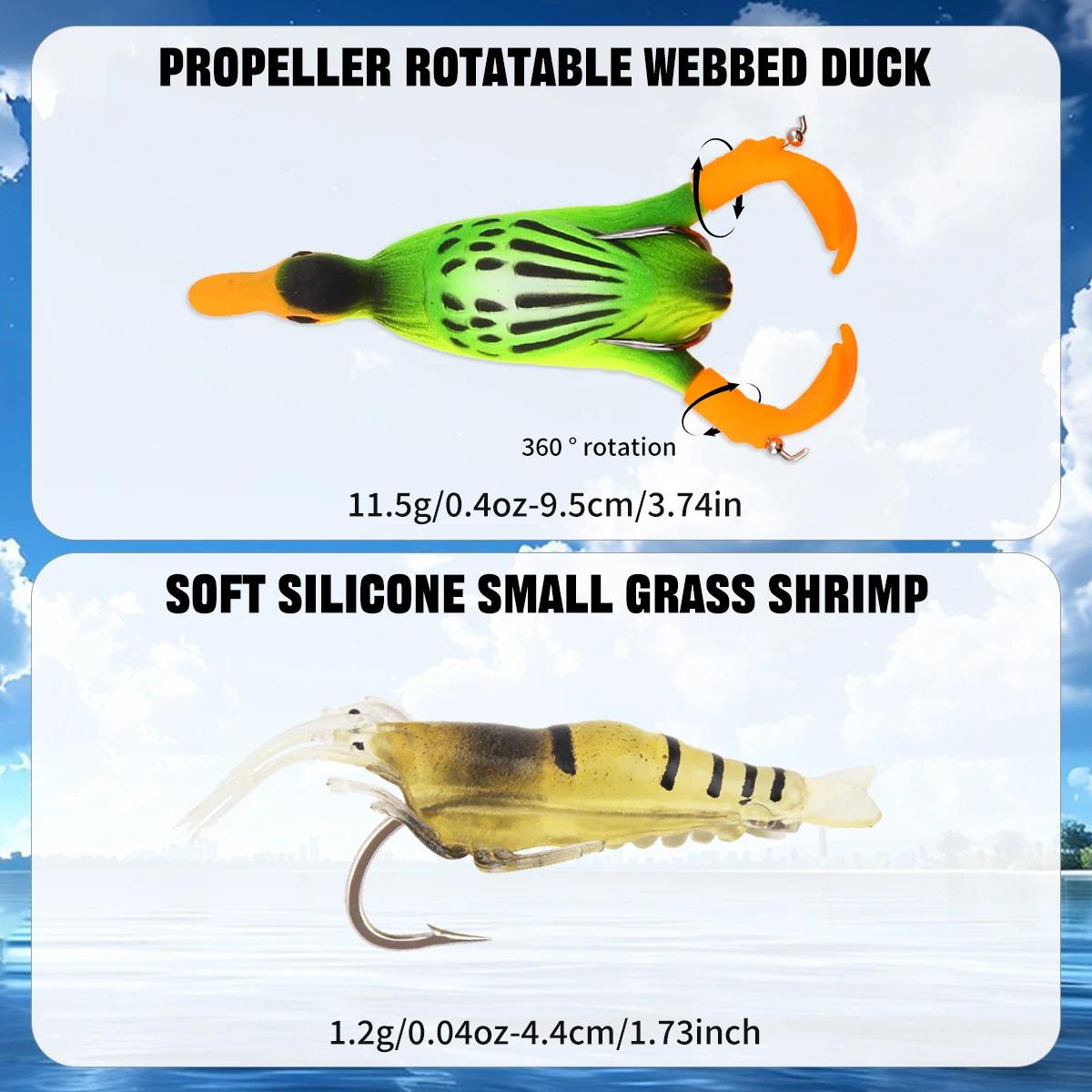 25pcs/set Multi Section Fish Top Water Propeller Bait Simulation Duck Decoy Frog Accessory Set for Sea Bass Freshwater Fishing