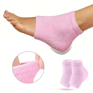 1 Pair Women's Moisture Care Socks, Gel Half-Covered Socks, Comfortable Gel Lined Spa Socks, Soft Fabric, Breathable Material, Seamless Design