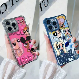 Unique Artistic Design Phone Case Colorful P-PowerPuff INS Y2K Girl Phone Case for IPhone 17 16 11 13 12 14 15 Pro Max Plus Air Cover Protective Drop-proof Retro Stylish Gift