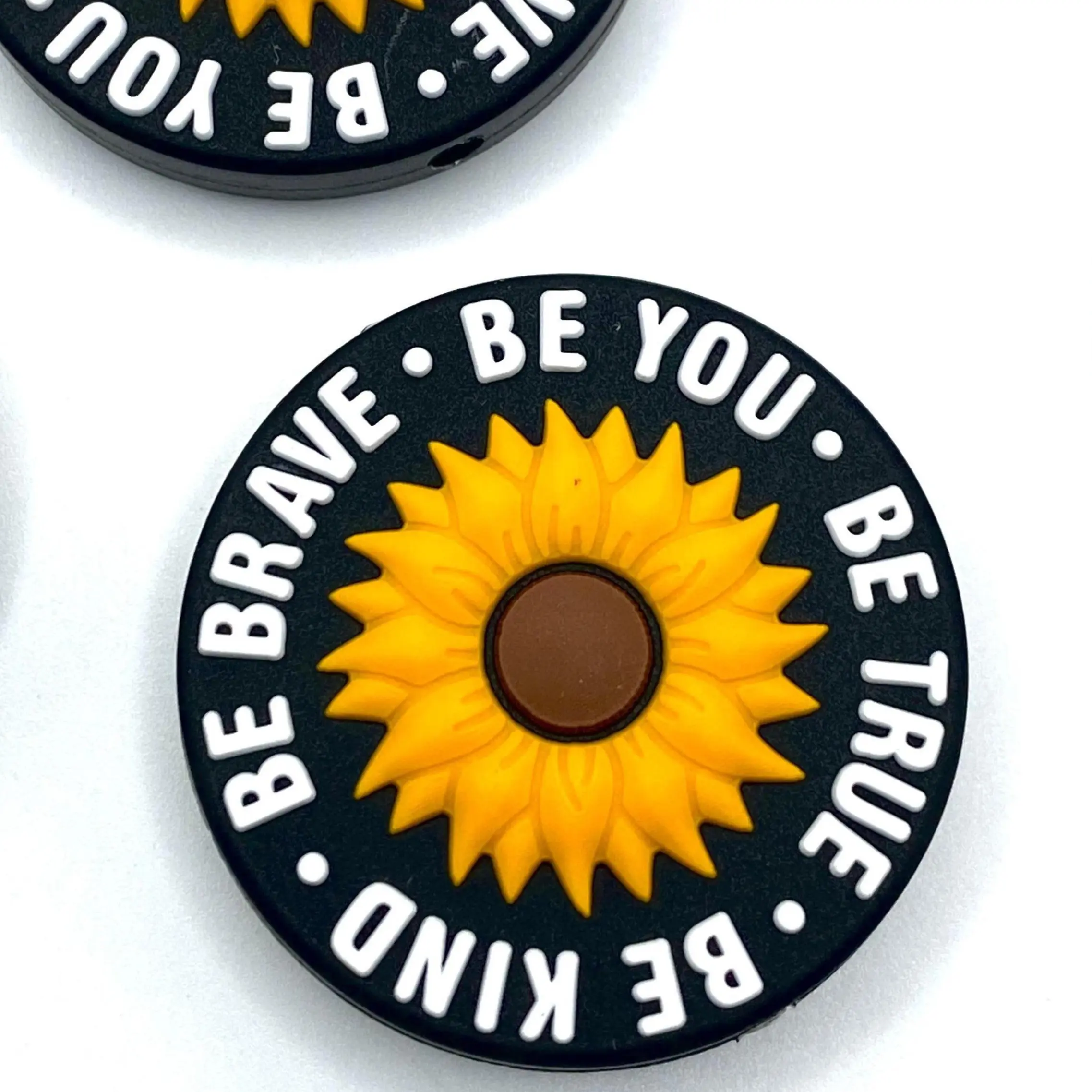 1pc Be You, Kind, True & Brave Silicone Focal Beads | Sunflower Beads | Positive Beads