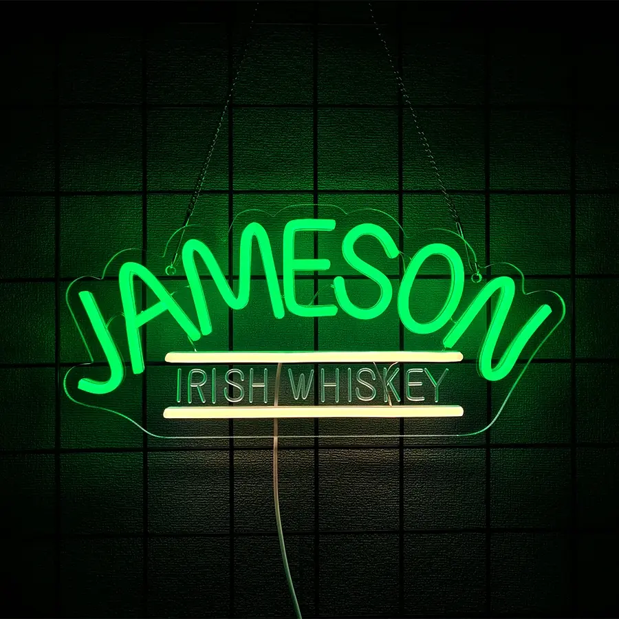 1 Pcs Jameson Irish Whiskey Decorative Neon Sign for Wall Decor Bar Neon Sign for Man Cave Neon Led Sign Neon Light Up Sign for Bedroom Home Beer Bar Pub Business Man Cave Bistro Club Party Garage Gift Led Neon Lights, USB Powered Easy to Hanging