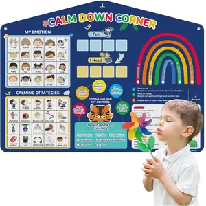 Calm Down Corner Set, Feelings Chart for ,Social Emotional Learning Activities,Calm Corner Classroom Supplies for  Office Decor, Mental  Wall Decorations for  Teachers