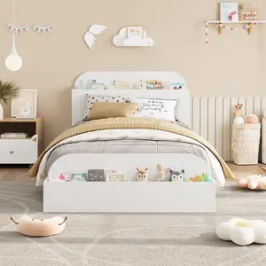 Sturdy Wooden Platform Bed Frame with Storage Headboard and Footboard – Strong Slats, No Box Spring Needed, Easy Assembly – Ideal Bedroom Furniture – Multiple Sizes