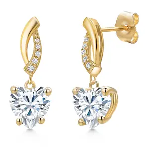 Gem Stone King Gemstone Birthstone and Lab Grown Diamond Infinity Dangle Earrings For Women in 14K Yellow Gold | Heart Shape 8MM | Fine Jewelry Gift for Her Mom Women Wife
