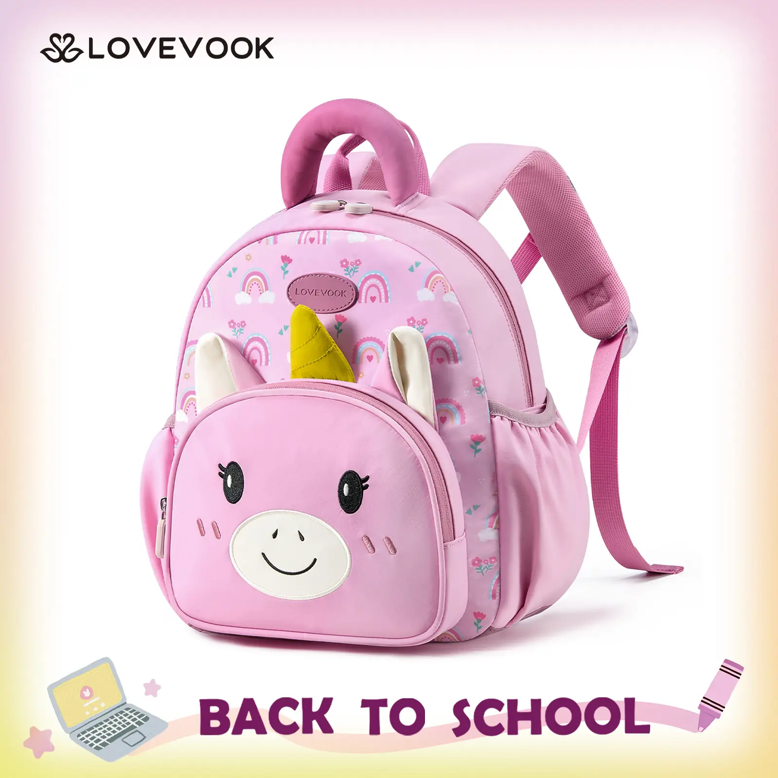 LOVEVOOK Toddler Backpack for Girls 3-5, Preschool Backpack for Little Girl Boy, Small Toddler Bookbag for School, Birthday Gift, Kindergarten Elementary Kids Backpack，TikTokShopBackToSchool
