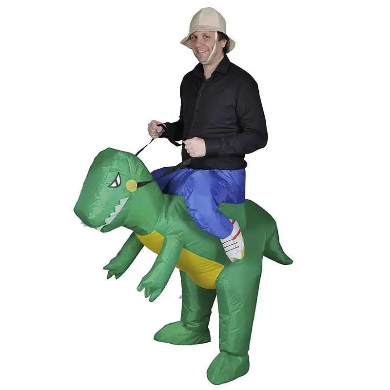 Green dinosaur inflatable suit