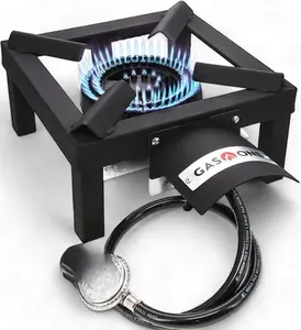 GasOne High Pressure Single Propane Burner - Outdoor Cooking with Heat Shield and Guard – Propane Burner Head for Camping, Tailgating, Seafood Boil, Home Brewing - Patent Pending
