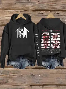Sleep Token Front and Left Slevee Print Comic Logo Unisex Hoodie, sweatshirt, Zip Hoodie S-5XL
