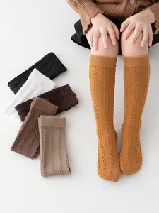 6 Pairs Solid Color Baby Over-The-Knee Socks, Casual Sports School Party Toddler Girl Medium-Length Socks, All Seasons Elegant Fit