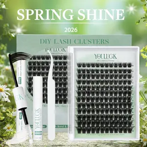 YOULUCK DIY Lash Clusters Kit - Soft Fluffy Long-Lasting Lashes with Glue Remover & Tweezer for Beginners Easy At-Home Application - Eyelash Set