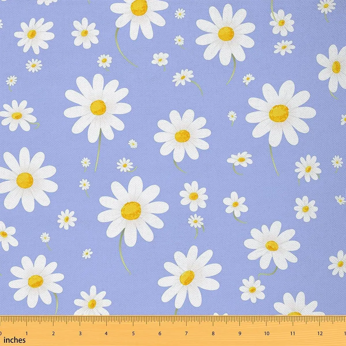 Cute Daisy Fabric,Rustic Style Floral Soft Flannel Polyester No Stretch Fabric,Shabby Chic Flowers Decor Lilac Crafts & Sewing Supplies DIY Fabric