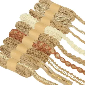 Nine rolls of jute lace ribbon, 18 meters each, suitable for craft wrapping, gifts, parties, festivals, and country wedding decorations.
