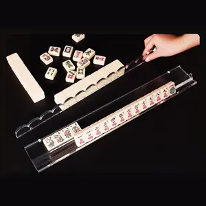 4PCS Acrylic American Mahjong Racks with Wave Pushers, Mahjong Lover,Upgraded Sturdy & Convenient Mahjong Stand Holder Combo with Separate Pushers, Wave Pusher