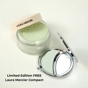 Laura Mercier Translucent Loose Setting Powder Ultra Blur in MINT + Limited Edition Compact Mirror - Redness Color Correcting, Talc-Free, 16HR Hydrating Wear, Natural Finish
