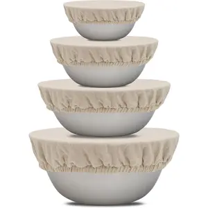 Cloth Bowl Covers -   Fabric Bowl Covers Set to Cover Fruits, Vegetables and Regulate  - Elastic Bowl Covers for Salads, Bread & Leftovers (, 1XL, 1L, 1M, 1S)