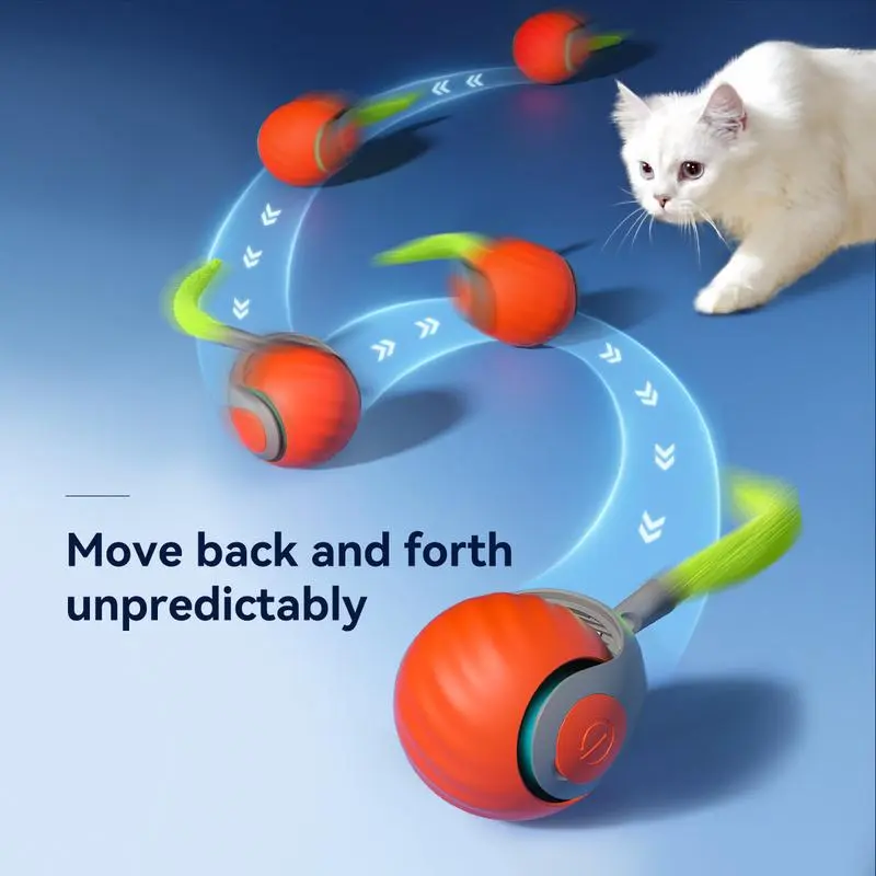 2-piece interactive cat ball speed tail 3.0 pet toy rolling ball, cat interactive toy, 360° smart automatic cat and dog toy turbine tail electronic bouncing ball, built-in switch, thickened and durable, three-level strong battery life supply tool