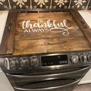 Be Thankful Always Stovecover in Dark Walnut