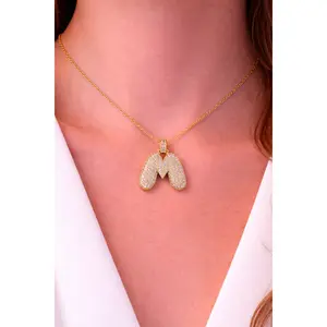 Bubble Pavé Initial Necklace