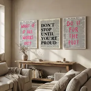 Set of Three High-Quality Canvas Prints, Framed Wall Art, Artwork, Aesthetic Design, Modern Fashion Triptych, Inspirational Quotes, Home Decor, Indoor Decoration, Bedroom Living Room