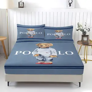 3-Piece Teddy Bear Bed Sheet Set (Including 1 Bed Sheet And 2 Pillowcases), Bedding Set, Suitable For Bedroom Decoration Of Teenagers, Children, Boys And Girls