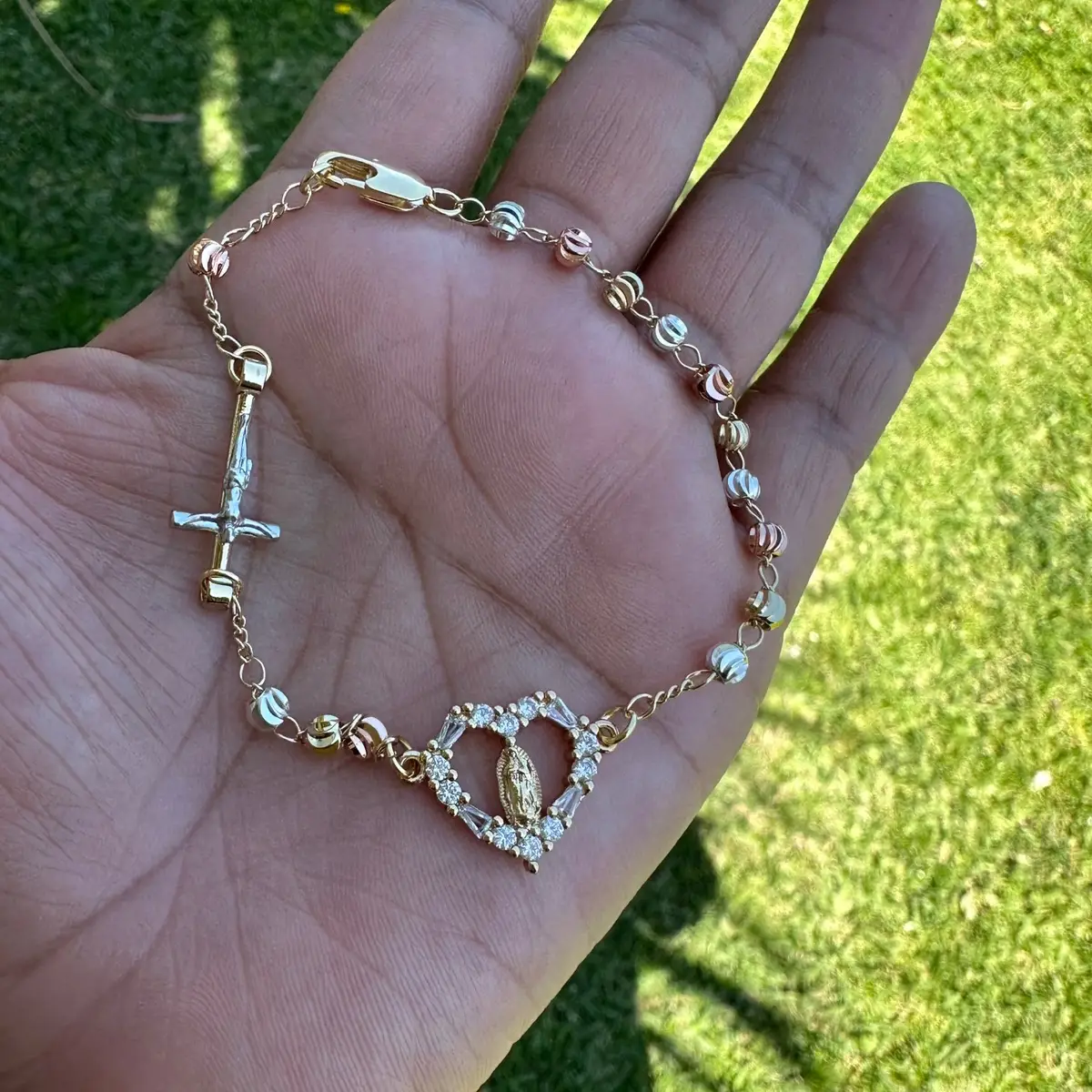 Cross and Virgin Rosary Bracelet
