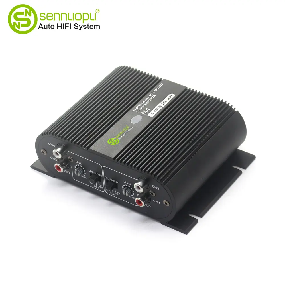 Sennuopu Class D Vehicle Amplifier - 12V/24V, 4-Channel, 400W Compact Mini Size Full Frequency Range Car Stereo Upgrade Amplifier with Heat Protection for Yacht, Car