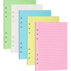 A5 Colorful Lined Filler Paper, 6-Hole Punched, 120GSM Loose-Leaf Planner Inserts for Notebooks Journals Study Notes, 50 Sheets/100 Pages
