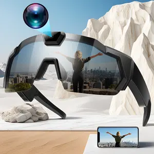 Newest Smart Glasses with Built-in Camera for Cycling Running Motorcycle Adventure Waterproof Sports Sunglasses Recording HD Video Hands-Free Bluetooth Multifunctional 1080P 30fps 12-Megapixel Polarized Lenses - Automatic, Card