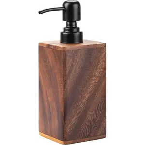 Solid Wood Lotion Jars Push-Type Dispensing Bottles Hand sanitizer Shower Gel Storage Jars (14oz/400ml)