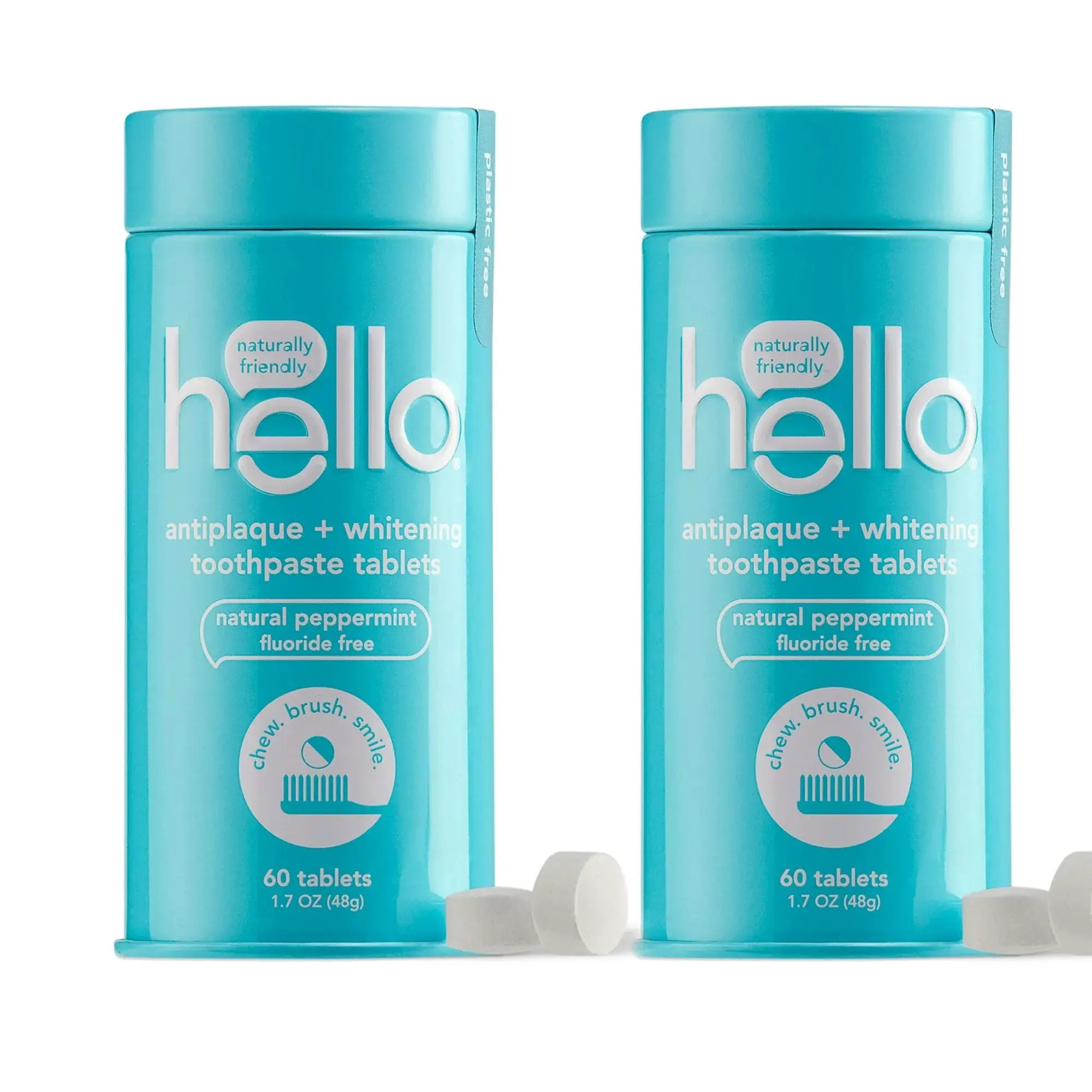 Hello Antiplaque & Teeth Whitening Toothpaste Tablets, Natural Peppermint, 2unit