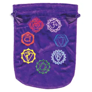 7 Chakra Purple Velveteen Bag 6x8 Inch Tarot Crystal Pouch