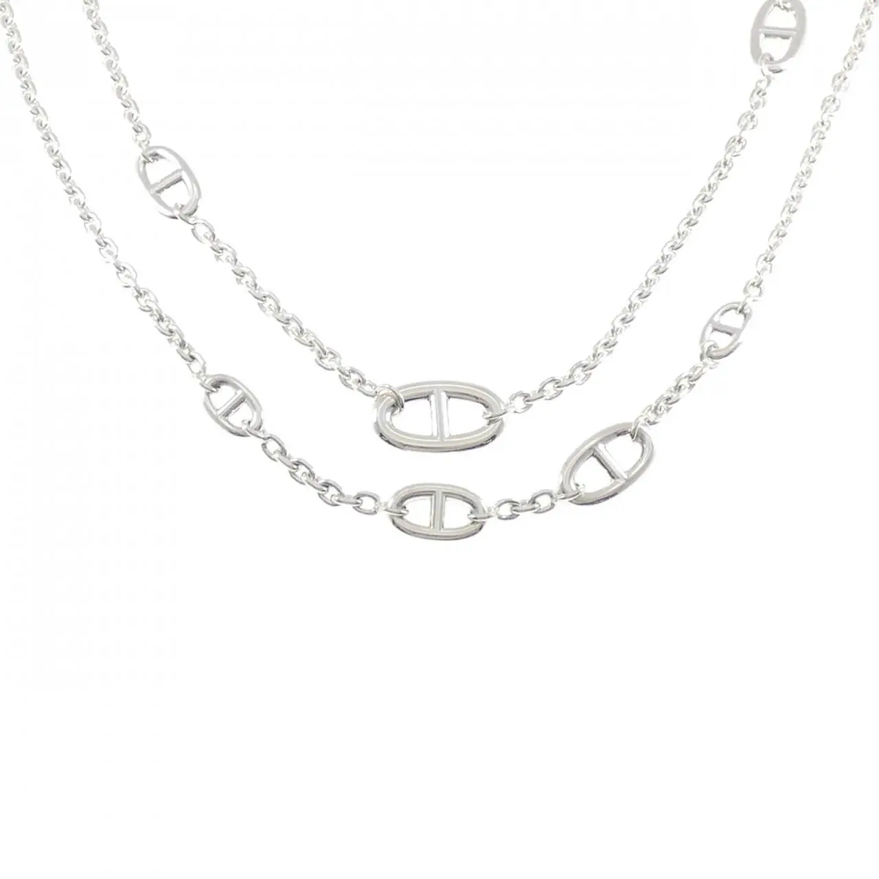 Pre-owned HERMÈS Sterling Silver 925 (Ag925) Small Leather Goods Hermes Farandole 925 Necklace