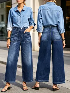 Wide Leg Stretch Jeans  Comfortable Soft and Breathable for Casual Wear Denim Womenswear with High Waist and Loose Fit  stylish trouser