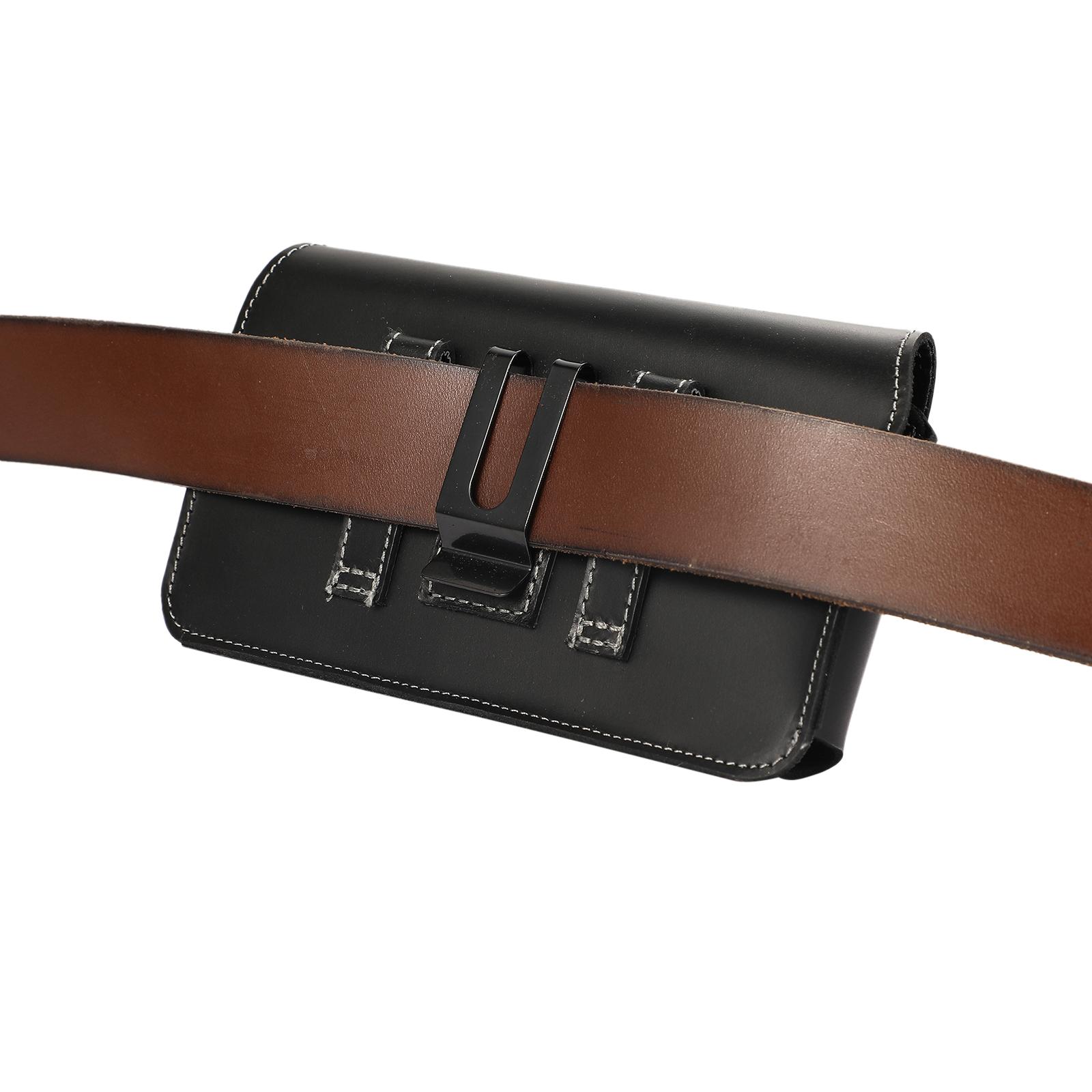 Cell Phone Genuine Leather Holster Magnet Pouch Belt Clip Man Waist Bag Carrying Perfect For Outdoor Daily Use