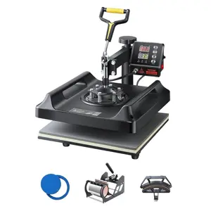 【Father's Day】Heat Press Machine Sublimation Machine 15 x 15 Inch 8 In 1 Heat Press Set Black