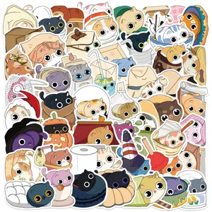Cartoon Cat Pattern Sticker, 50pcs/set Cute Decorative Sticker, DIY Decals for Water Bottle, Laptop, Phone Case, Scrapbooking, Journal Making, Screen Protector