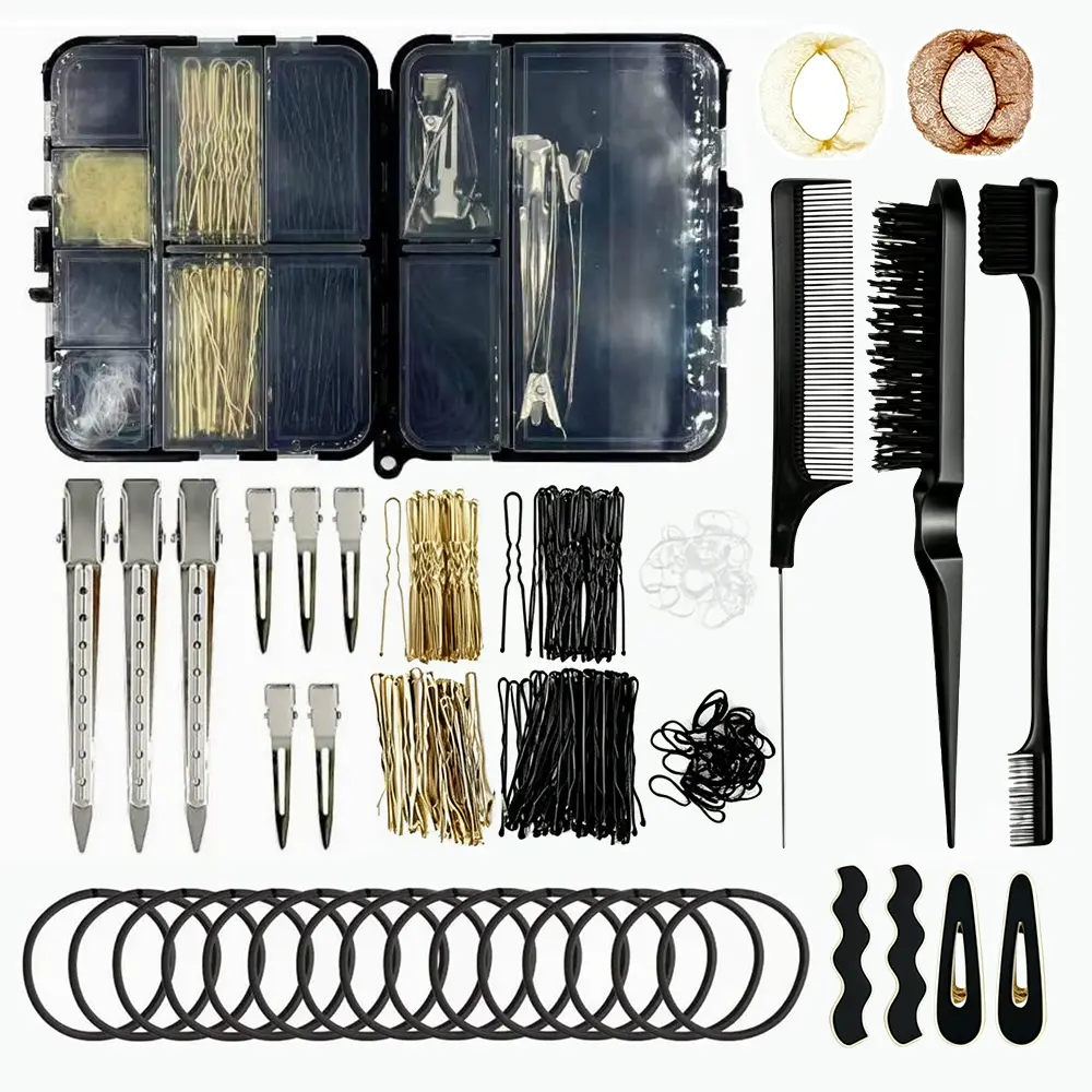 1Set Hair Accessories Kit, Bobby Pins Hair Pins Hair Net Hair Clips and Hair Ties Hair Bands, Hair Kit for Dances Ballet Competition with Hair Accessories Organizer