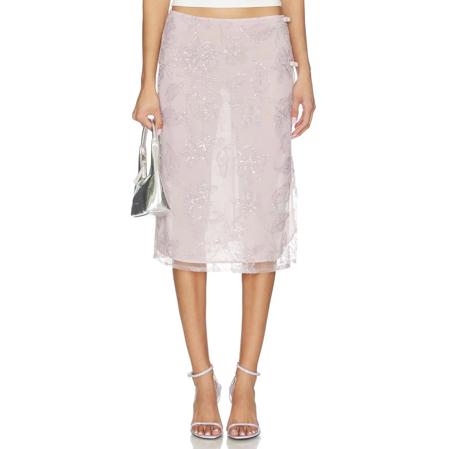 SAU LEE Grace Midi Skirt in Solf Lilac