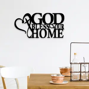 1 Piece Divine Blessing My Home Metal Wall Art - Horizontal Religious Prayer Wall Painting, Suitable for Easter, Christian Church Decoration, Home Office and Room Metal Wall Hanging