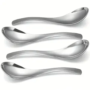 4/6 Pcs Soup Spoon Set, High-Value Stainless Steel, Classic Simple Design, Dishwasher Safe, Oriental Tableware, Perfect for Dining, Spoons Set
