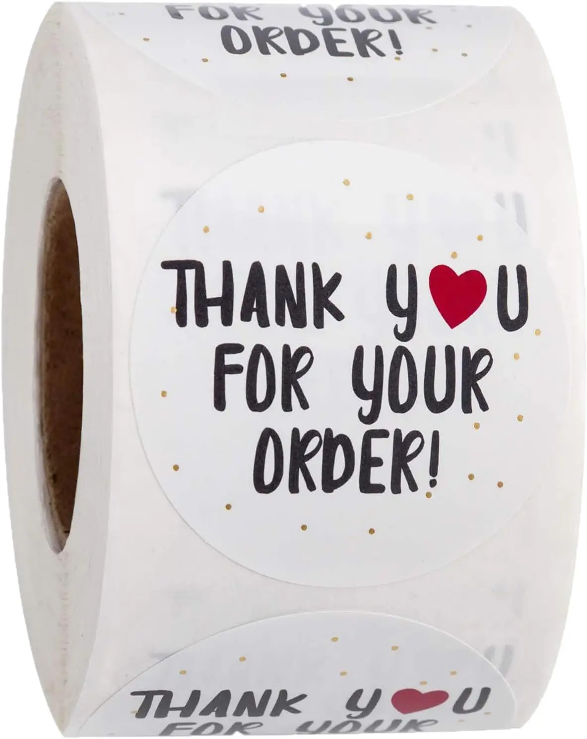 Thank You for Your Order Stickers, 2 inch, 500 Count, White with Red Heart Design, Self-Adhesive Labels for Packages