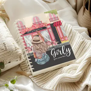 Custom Name Paris Cafe Journal | Girly Montmartre Notebook | Personalized Parisian Planner Gift