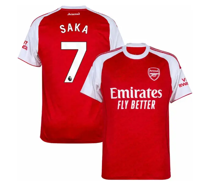 Arsenal Saka #7 Home Jersey 2026–2027, Red White Premier League Soccer Shirt, Lightweight Short Sleeve Football Fan Sportswear