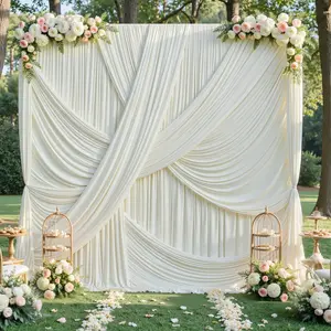10ft×12ft Ivory Backdrop Curtain Banners - 2 Panels Wrinkle-Free Polyester Drapes for Wedding Parties, Birthday Photography Background Cloth
