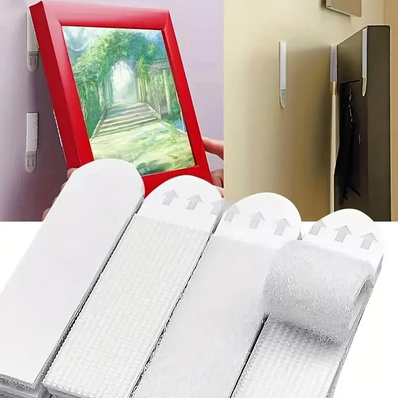 12 Pairs DIY Maigics Frame Stick Hooks Damage Free Picture&Frame Handling Strips Tape For Home Picture Photo Display Wall Decor Self Adhesive Hooks