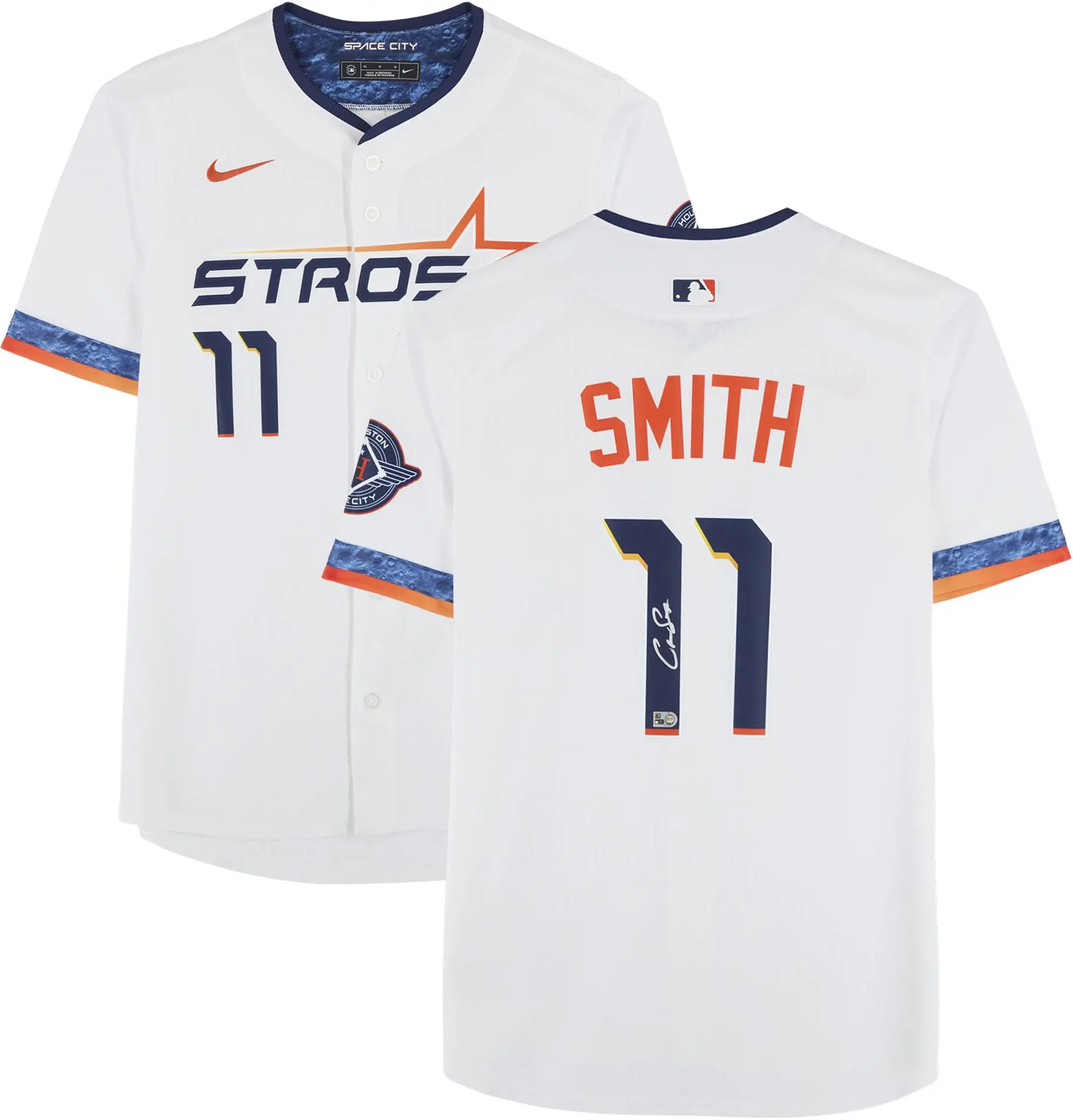 Cam Smith Houston Astros Autographed White 2025 City Connect Nike Replica Jersey - Fanatics Authentic Certified