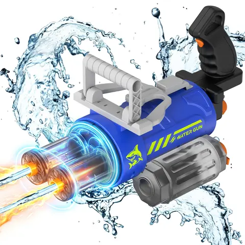 GOTOOFUN Dual-Barrel Rechargeable Automatic Water Gun - Voice Control, Interactive Voice Play, Non-Slip Small-Hand Grip, 700ml Large Tank, No-Pumping, 9m Long Range, Unisex Kids Pool Toy, Teen Boy Outdoor Gift, Waterblaster, Outdoor Water Soaker