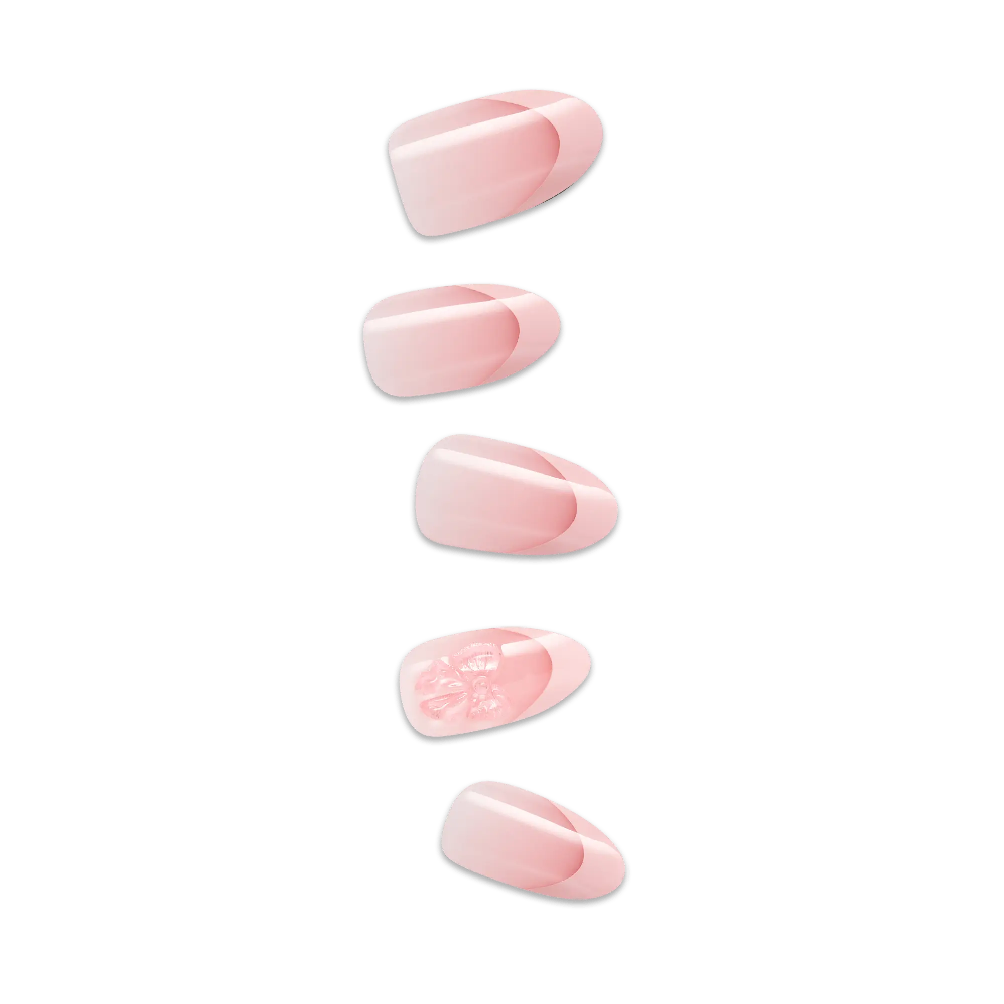 Impress Design No Glue Fake Press On Nails - Glow Muse | 3D & Jewel French Design, Pink, Medium, Coffin, Manicure