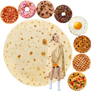 Mexican Fun Tortilla Wrap Blanket, Adult Pet Size Birthday Gift, Soft Cozy Flannel Corn Tortilla Blanket, Round Beach Towel/picnic Blanket